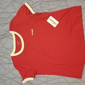 NWT Wrangler Red Women's Ringer Tee T-Shirt L